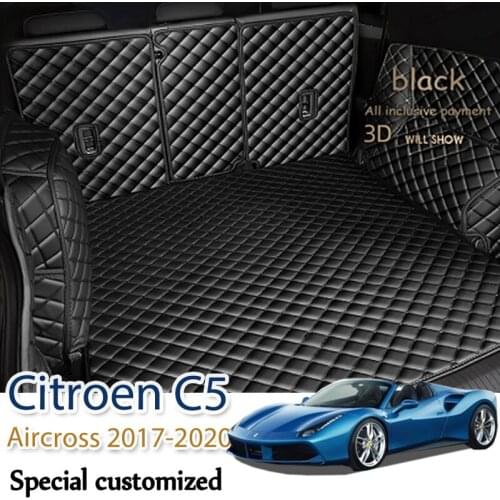 Leather Car Trunk Mat For Citroen C5 Aircross 2018-2020 Cargo Liner Accessories Interior Boot