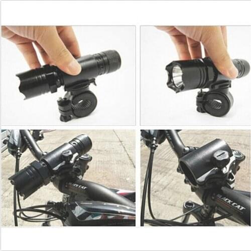 LED Flashlight Mount Bracket Flash Torch Holder Front Light Clip Clamp Lantern Bicycle Accessories 360 Swivel Bike