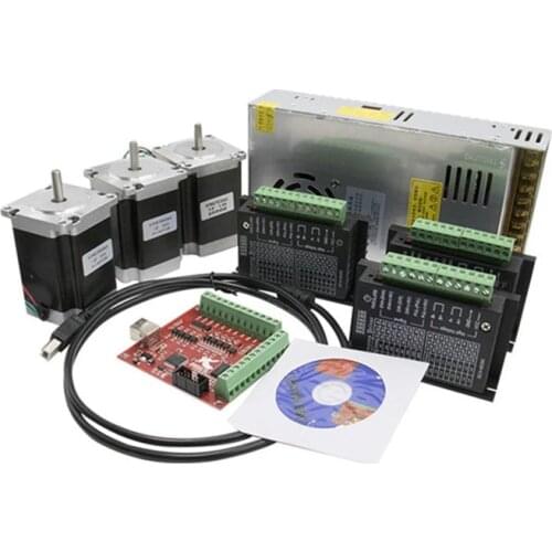 Router 3/4 axis kit cnc :TB6600 motor driver+Nema23 stepper motor 57HS7630A4+mach3 4 axis interface board+power supply