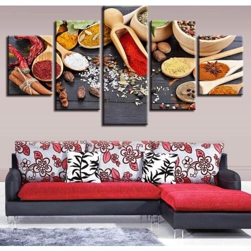 Modular Canvas Pictures HD Prints 5 Pieces Sticky Rice Pepper Spoon Paintings Wall Art Modern Decor Living Room No Framed