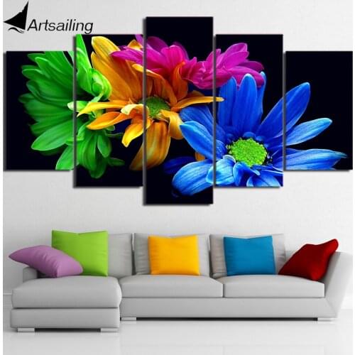 ArtSailing HD Printed 5 Piece Canvas Art Color Flower Picture Modular Poster Wall Pictures for Living Room Free Shipping YA317C
