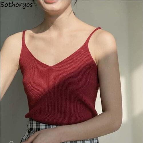 Multi-colors Solid Camis Women Slim Spaghetti Strap Knitted Tops Large Size S-3XL Korean Style Summer Undershirt Ulzzang Outwear
