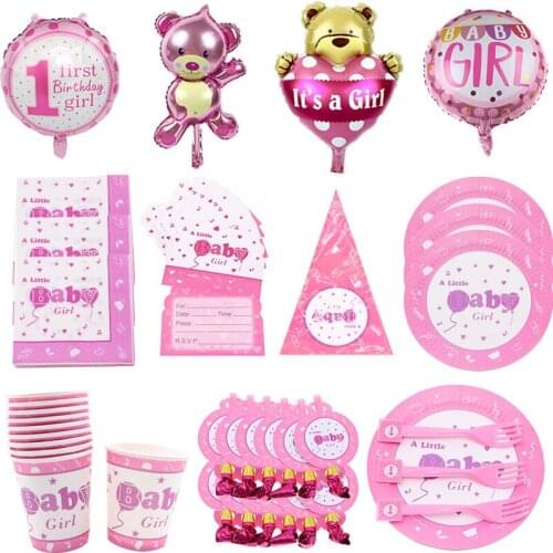 Disposable tableware set garnival wedding baby shower decoration boys girls birthday party decorations kids Party Supplies