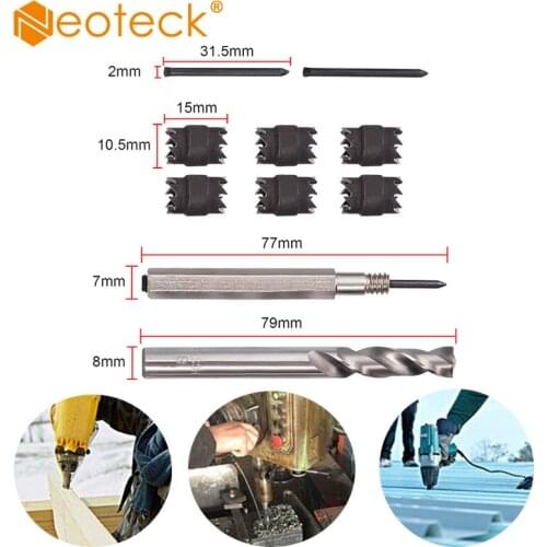 Neoteck 10 Pcs HSS 8'' Double Sided Rotary Spot Weld Cutter Drill Bits With 9.5mm Hss Cobalt Steel Spot 8mm Hss Drill Bit