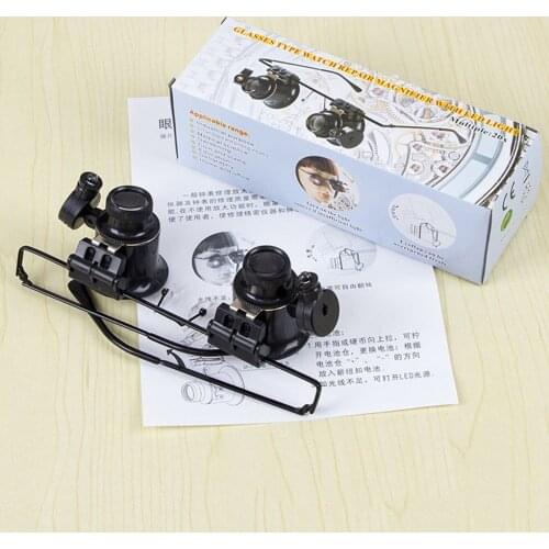 Brand New Led Double Eye Repair Magnifier Glasses Mini Loupe Lens Magnifying Glas With Led Light Watch Jeweler Microscope