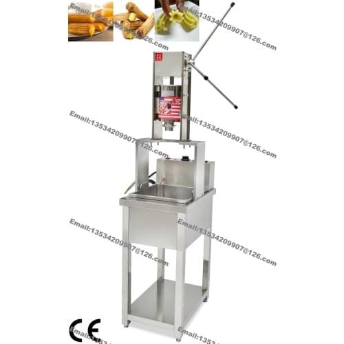 2016 New Stainless Steel 3L Five Nozzles Manual Spainish Churros Machine Maker + 20L 220v Electric Deep Fryer + Working Stand