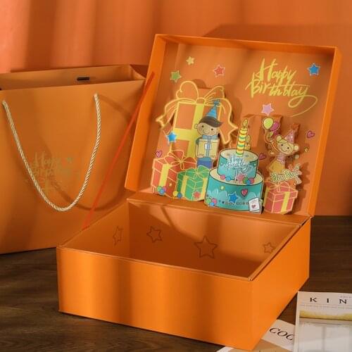 AVEBIEN New Exquisite Cartoon Three-dimensional Clamshell Orange Gift Box Birthday Party Candy Packaging Box коробка для подарка