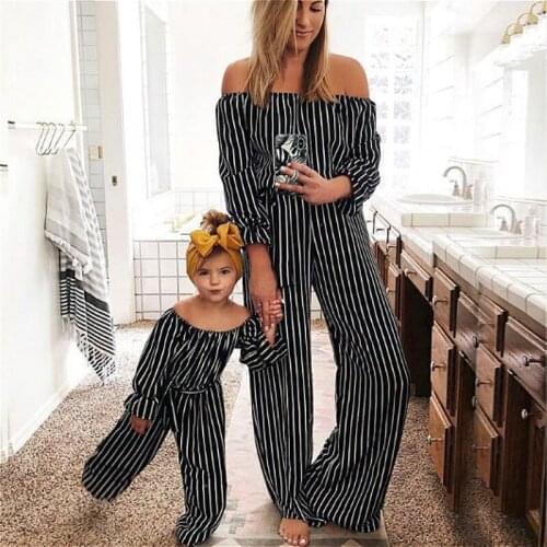 Mother and Daughter Clothes Mommy and Me Romper Women kids Girls Striped Playsuit Bodysuit Jumpsuit Family Matching Clothes