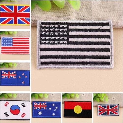 Countries Flag Patch for Clothing Embroidery United States the Flag British flag Korean flag Patches Jacket Applique Arm Badge