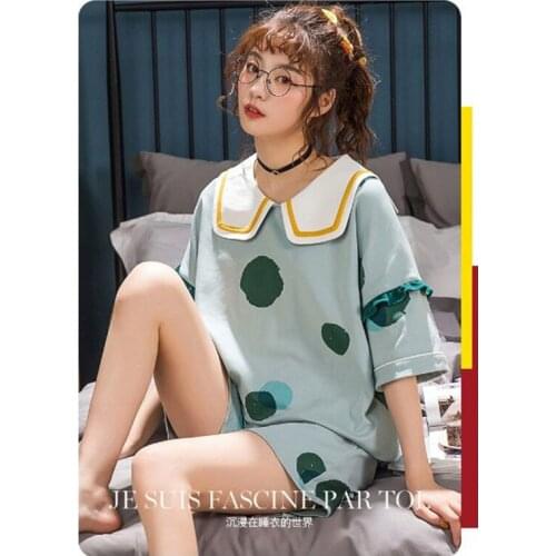 Short Sleeve Pajamas Womens Summer Shorts Thin Cartoon Pajamas Suit Two Piece Set Summer New Korean Lovely Home Sleepwear