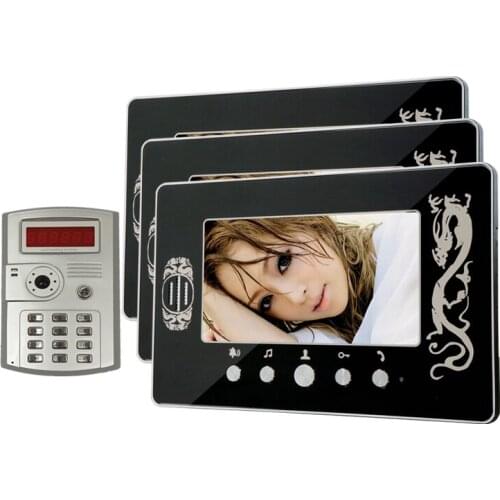 One to Three Monitor 7 Inch LCD Screen Wired Video Door Phone