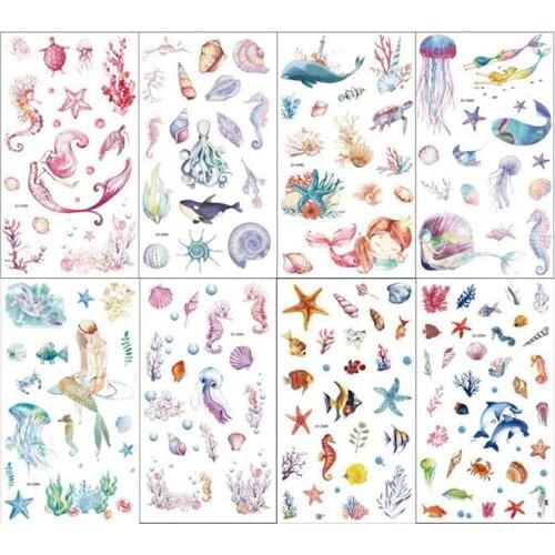 Creative DIY Ocean Scrapbook Stickers Marine Transfer Hand Account Stickers Cute Cartoon Scratch Diary Decor Stationery Paper