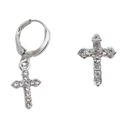 Trendy Simple Charm Cross Crystal Earring For Women Street Fashion Silver Color Earrings Female Ear Jewelry Accessories Gift