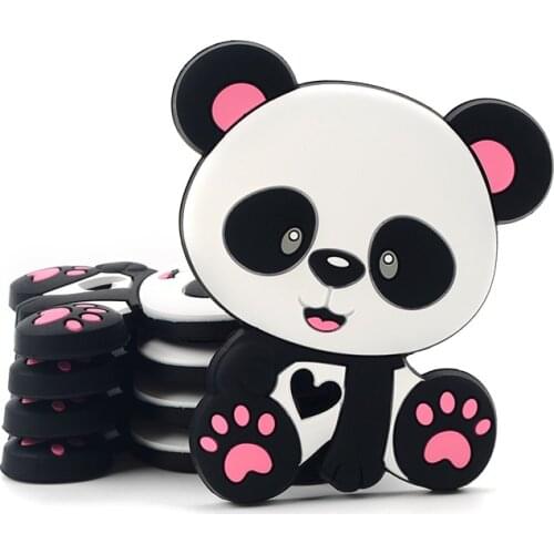 LOFCA Silicone Panda Teether BPA Free Baby Teething Toy Chew Animal Pendant Food Grade Silicone Nursing Necklace Accessories