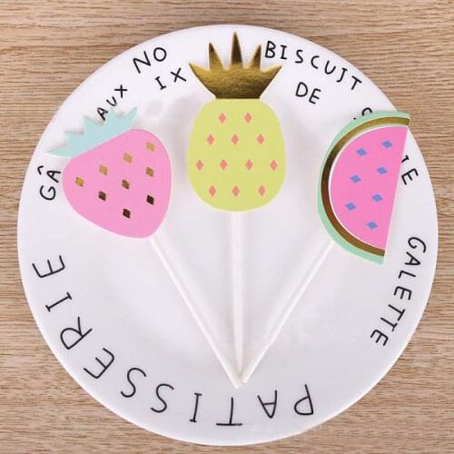 Cake toppers strawberry paper cards banner for fruit Cupcake Wrapper Baking Cup birthday tea party wedding decor baby shower Wh