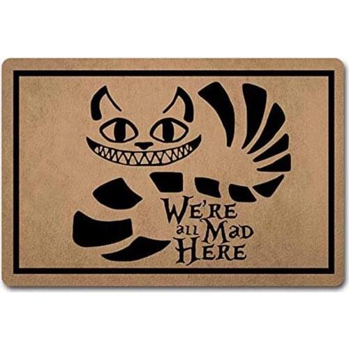 Entrance Floor Mat Funny Doormat We're All Mad Here Monogram Doormats Funny Door Mat Machine Washable Rug 23.6(L) x 15.7(W) inc