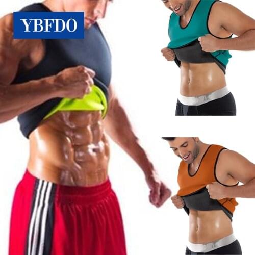 YBFDO Mens Hot Sweat Body Shaper Slimming Belt Belly Men Slimming Vest Fat Burning Shaperwear Waist Sweat Corset Tummy Fat Burn