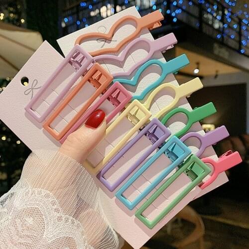 7pcs New lovely Multi-color Resin Frosted hairpin geometric clip Duckbill Barrettes Wild Women Girls Hair Accessories Headdress