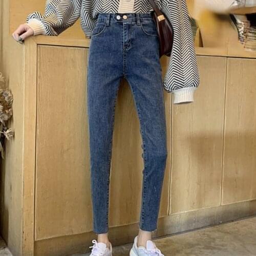 ZHOUTAYLOR Women Jeans Fashion High Waisted Ankle-Length Pants Female Button Casual Slim Fit Autumn New 2021 Femme Trousers