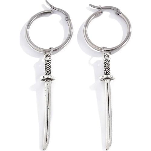 1Pair Retro Cute Knife Dangle Drop Earrings For Women Trend Designer Wedding Gift Vintage Goth Punk Fashion Jewelry Accessories