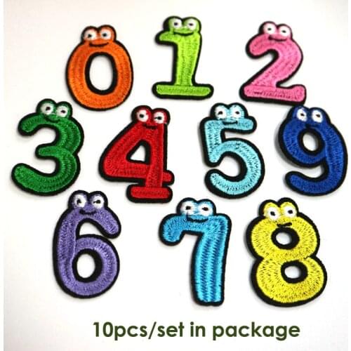 10pcs/set iron on numbers patches for clothing Small embroidery ironing applique parches sticker for bags backpack jeans