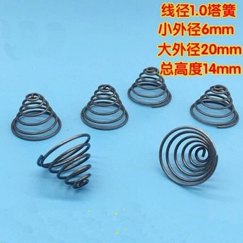 10pcs Wire diameter 1mm Tower spring Small outer diameters 6mm Large OD 20mm springs Total height 14mm