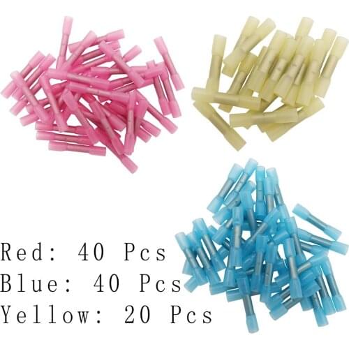 100Pcs/lot 3 Sizes Heat Shrink Butt Wire Connector Insulated Waterproof Heat Shrink Terminals 22-10AWG Electrical Crimp Terminal