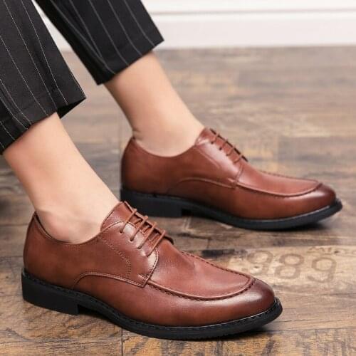 2021 Spring Leather Soft Casual Breathable Mens Flats Slip-On ShoesFashion Office Oxford for Men Wedding Formal Footwear