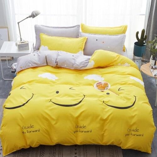 4 items; Cute prints; Winter Baby Socks Quilt Cover Single / Double Size Bedsheet Spring Bed Quilt Covers Plush Bedding With Pil