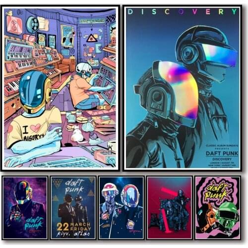 51 Designs Daft Punk Whitepaper Poster Alternative Abstract Art Painting Funny Wall Sticker for Coffee House Bar