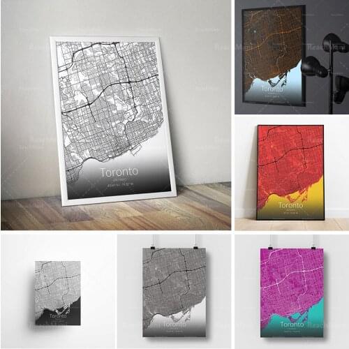 Affiche imprimée de carte de ville de Toronto / État de l’Ontario / différentes tailles et styles de conception