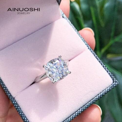 AINUOSHI 925 Sterling Silver Solitare 9mm SONA Diamond Engagement Rings For Women Anniversary Love Rings