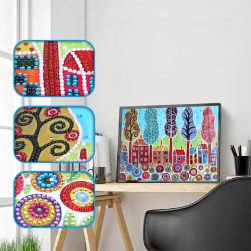 5D DIY Special Shaped Diamond Painting City Scenery House Cross Stitch Needlework Embroidery Home Mosaic Wall Decor Gifts