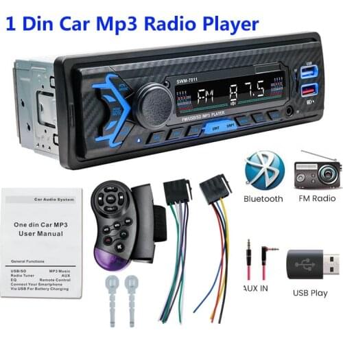 1DIN In-Dash Car MP3 Radios Player 12V Stereo Receiver Bluetooth Autoradio Cassette Recorder EQ Sound FM Steering Wheel Remote