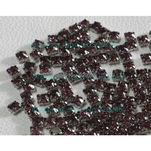 Free shipping 280pcs/pack 5mm ss25 round purple crystal loose claw rhinestone sew-on for garment shoes hat phone decoration