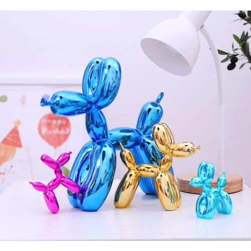 Shiny Balloon Dog Abstract Crafts Nordic Style Resin Statue Home Decor Art Sculpture Decoration Accessories Christmas Gift