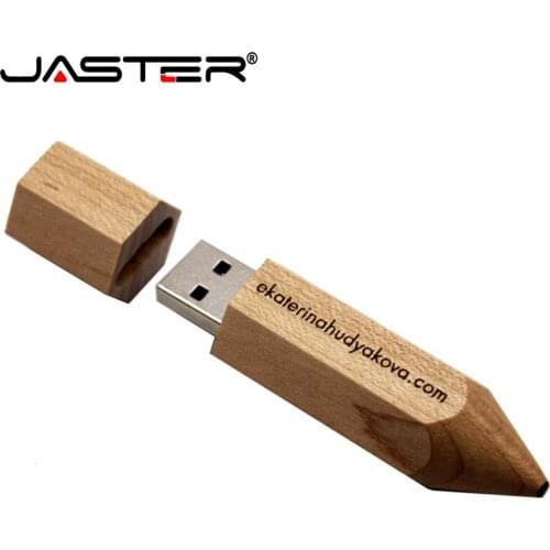 JASTER Wooden Pencil USB 2.0 Flash Drive Student Gifts Memory Stick Pen Drives Free Custom LOGO 4GB 8GB 16GB 32GB 64GB 128GB