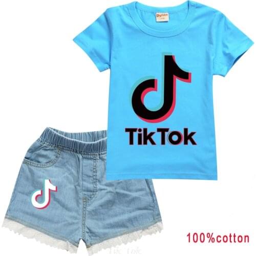 Baby Tik Tok summer Clothes 2021 cotton Cartoon Short sleeve T-shirts+shorts boys girls Clothes Kids Sweatshirt Suits