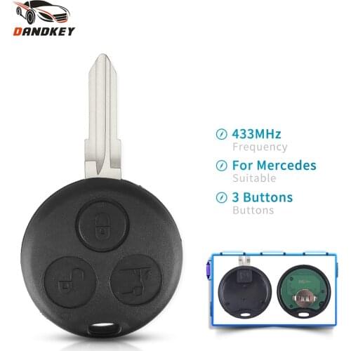 Dandkey 3 Buttons Remote Car Key For Mercedes Benz Key Smart Fortwo 450 Forfour Roadster Chiave 433MHz Auto Key Fob Blade