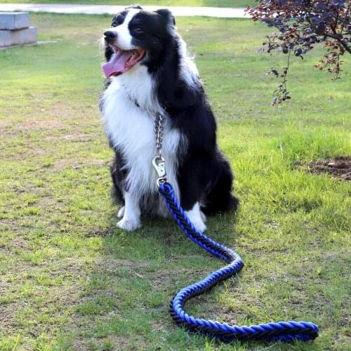 Double Strand Rope Large Dog Leashes Metal Chain Buckle National Color Pet Traction Rope Collar Set For Big Dogs 1.15m-1.35m Len