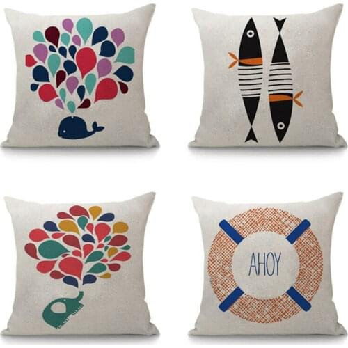 European Creative Minimalist Picture Seat Linen Cushion Geometric Nordic Home Decor Sofa Throw Pillow For Kids Room Decoration