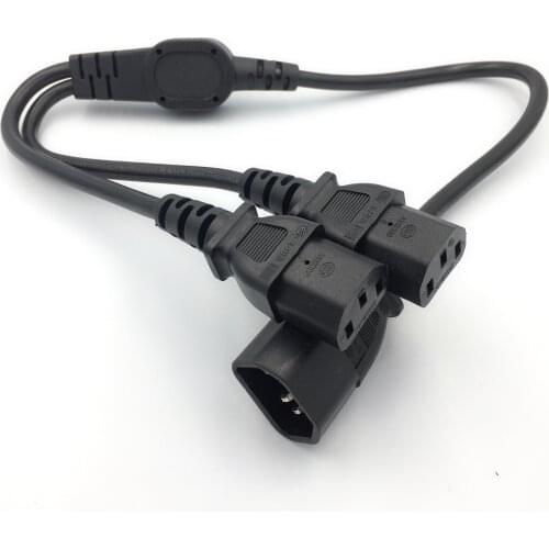 IEC 320 C14 Male Plug to 2XC13 Female Y Type Splitter Power Cord,C14 to 2ways C13 Power Adapter Cable,60cm,250V/10A