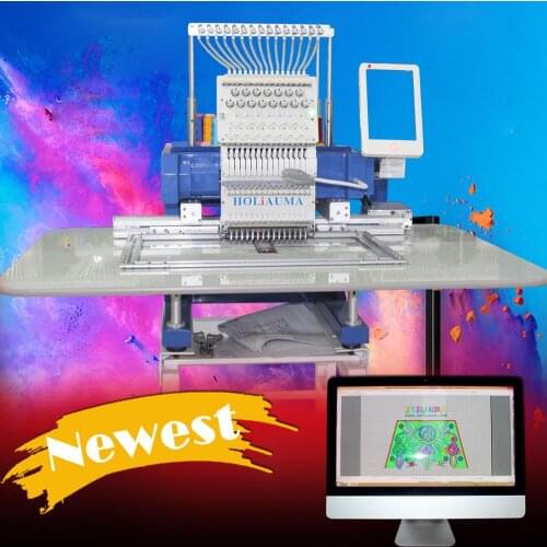 China 10 years service ! HOLiAUMA High Speed Free Design Software like 1 Head 15 Color Tajima Embroidery Machine Cap Flat Emb