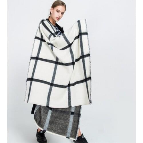 LISM Cashmere+Acrylic black and white double-sided blanket beige warm fashion shawl sofa throw