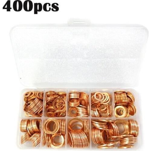 400pcs Mixed M5 M6 M8 M10 M12 M14 M16 M18 M20 M22 Copper Seals Oil Copper Ring Copper Washers Hardware Fasteners Accessories new
