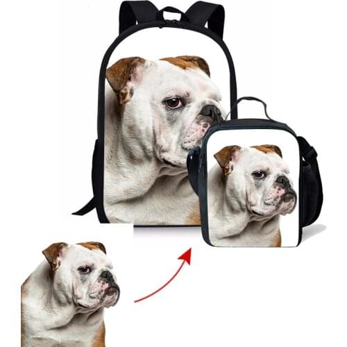 Fashion New Style Casual Customize Your Style Color Pet Photos Primary School Zipper Backpack And Lunch Bag Two-piece Pet Lovers