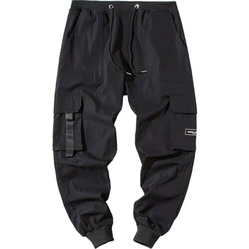 2021 Men Multi-pocket Elastic Waist Harem Pants Streetwear Punk Hip Hop Casual Trousers Joggers Male Army Cargo Pants
