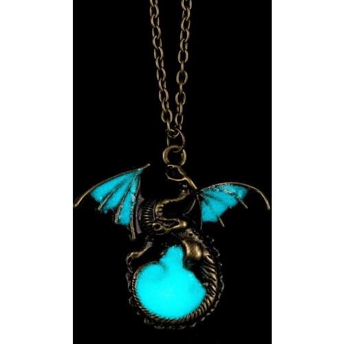 New luminous personality retro Necklace power game luminous flying dragon alloy mens Pendant