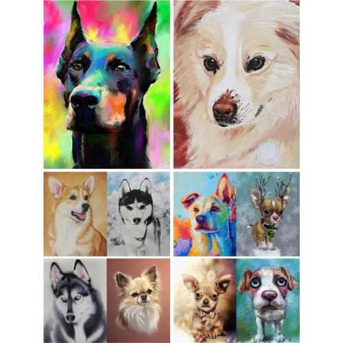 Colorful Cute Dogs 5D Diy Full Square and Round Diamond Painting Animals Embroidery Cross Stitch Kit Wall Art Club Home Decor