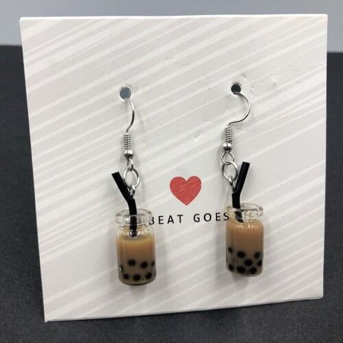 2019 new arrivals Handmade Pearl milk tea coffee cup earrings for Korean Minimalist Women Gift Earrings Jewelry Wholesale